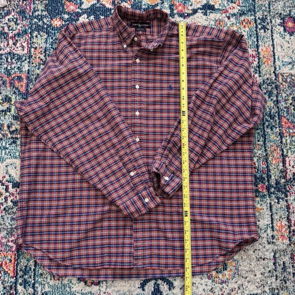 Ralph Lauren Big Shirt 100% Cotton Casual Button Down Red and Blue Plaid SIze XL - Picture 7 of 7